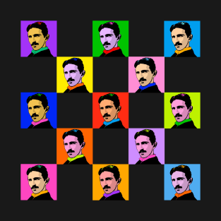 Nikola Tesla Pop Art Tiles Design T-Shirt