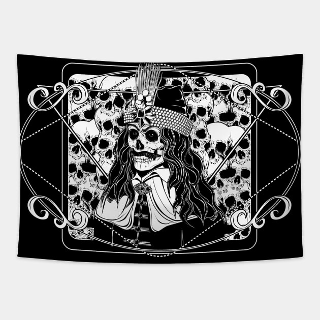 Vlad the Impaler skull portrait Tapestry by Von Kowen