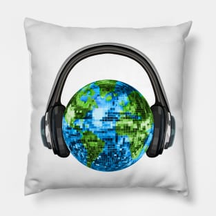 Disco Earth Ball with Headphones Pillow