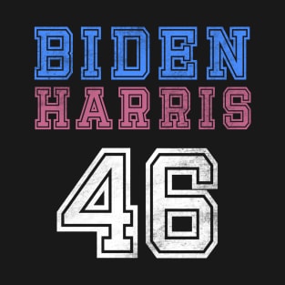 (Back) Biden Harris 46 Retro Vintage Distressed Football Sports Jersey Style Joe And Kamala 2020 T-Shirt