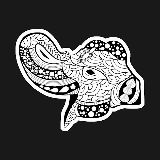 Elegant mandala elephant in black and wihte by Nicky2342