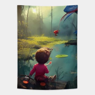 Daydreaming by the Pond Tapestry