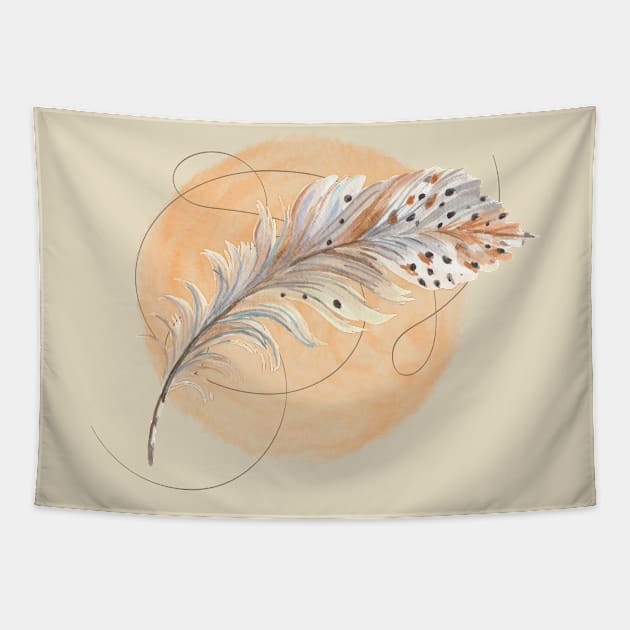 Minimalist Boho Feather Tapestry by AwkwardTurtle