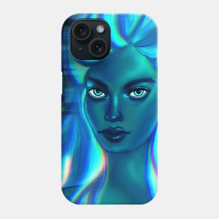 Neon Blue Hair woman Phone Case