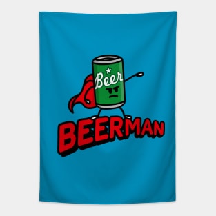 Beerman, funny superhero pun beer gifts for men Beer man Tapestry