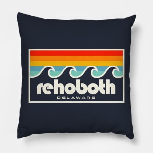 Rehoboth Beach Delaware Vacation Retro Waves Pillow