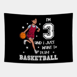 Girl plays basketball - I am 3 Tapestry