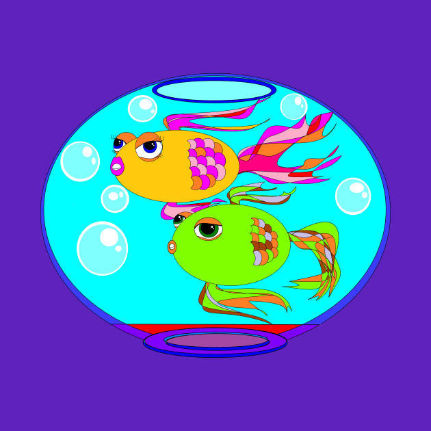 A Fishbowl with Two Fish Swimming by YudyisJudy