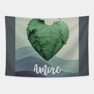 Love Nature No. 2: Amore Green Valentine's Day Tapestry