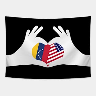 Half Venezuelan Half American Heritage USA Roots & Venezuela DNA Family Flag Design Tapestry