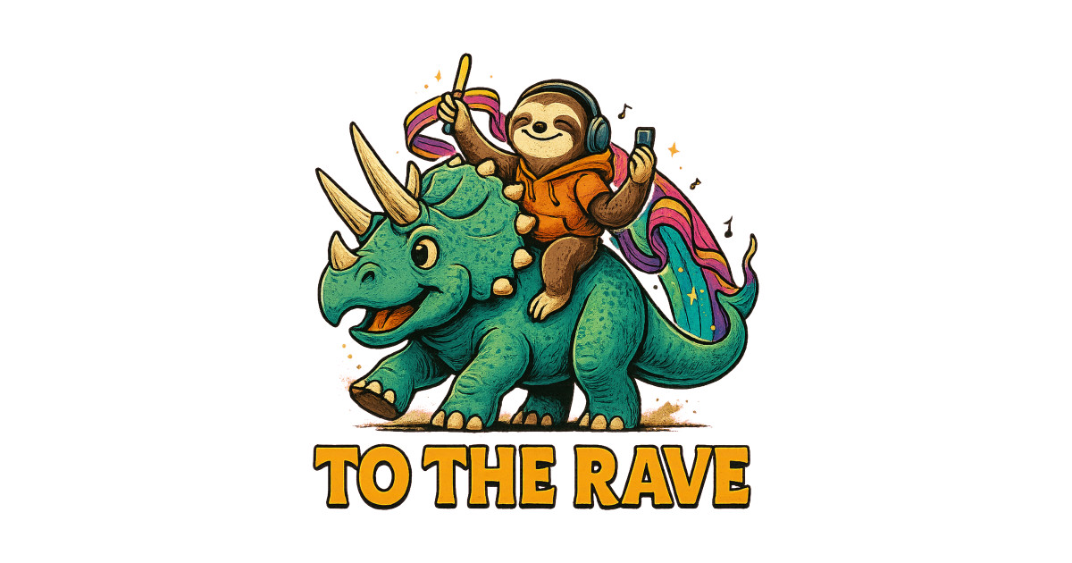 To The Rave Party EDM Electronic Music Sloth Dinosaur Shirt - To The ...