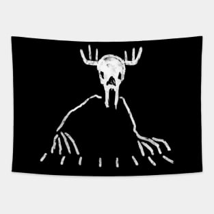 Creature in a deer skull playing the piano Tapestry