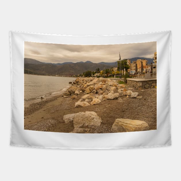 Mycenae of Mountains and a Beach Tapestry by KensLensDesigns