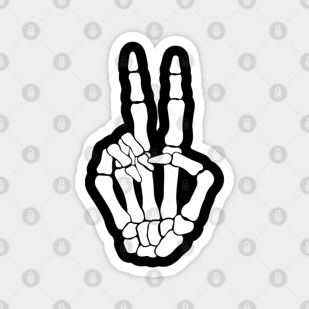 Skeleton Peace Sign Hand Hippie Halloween Pocket Magnet by PUFFYP