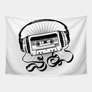 REWIND (Cassette & Retro Headphones) Tapestry