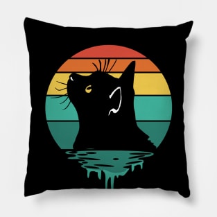 Curious Cat Vintage Sunset Pillow