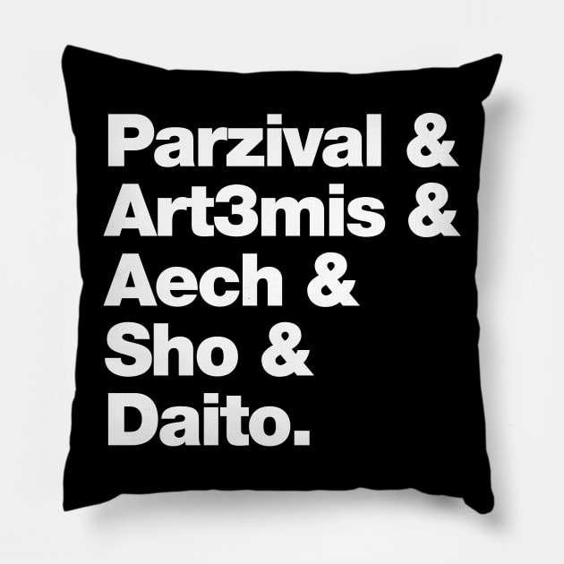 Parzival & Art3mis & Aech & Sho & Daito. Pillow by innercoma@gmail.com