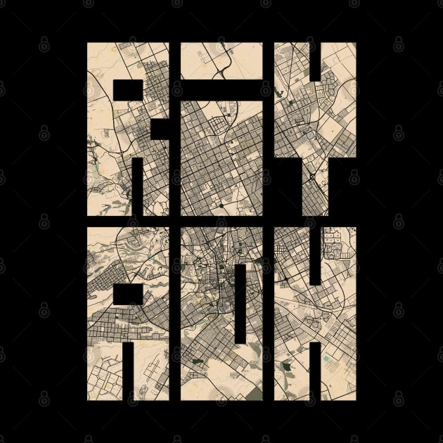 Riyadh, Saudi Arabia City Map Typography - Vintage by deMAP Studio