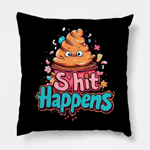 shit happens Pillow by boxermaniac