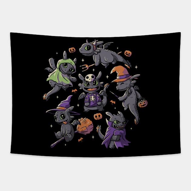 Halloween Dragons Cute Spooky Night Furys Tapestry by eduely