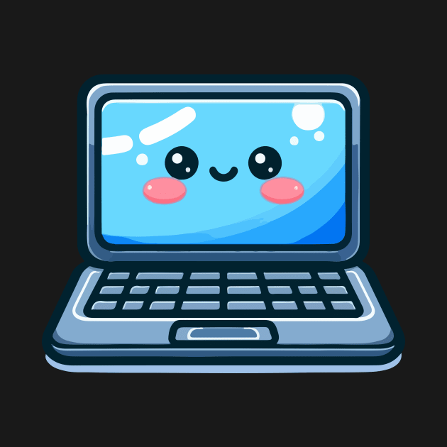 cute laptop smiling with happy feeling by art poo