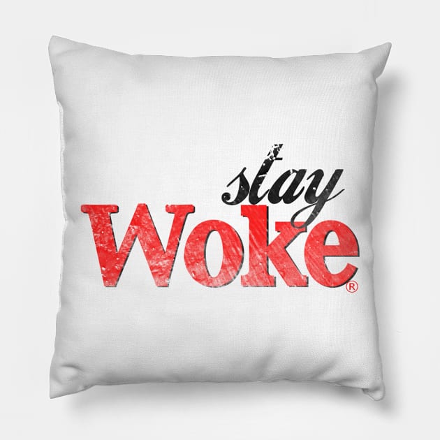 Stay Woke (distressed variant) Pillow by GoldenGear