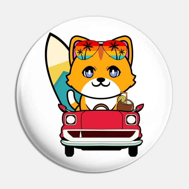 Cute orange cat driving to the beach Pin by Pet Station