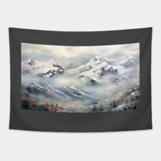 Beautiful winter mountains for your Airbnb, hotel, motel or home Tapestry