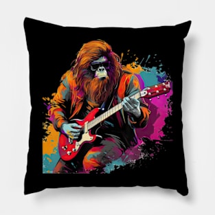 Bigfoot Guitarist Sasquatch Musician Colorful Rock Star Pillow