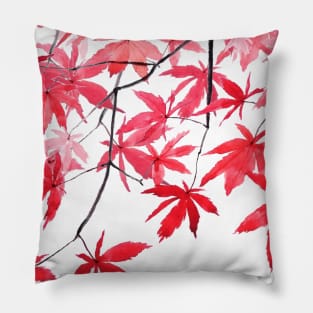 red maple leaves watercolor painting 2 Pillow