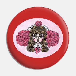 Girl & Roses Pin