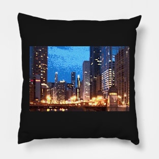 Lasalle Street Bridge at Night Pillow