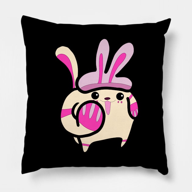 Pink rabbit monster Pillow by FzyXtion