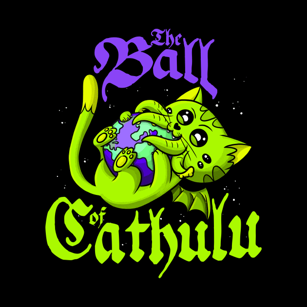 Cute Kawaii Ball of Cathulhu Eating the World Cat Cthulhu by Juandamurai