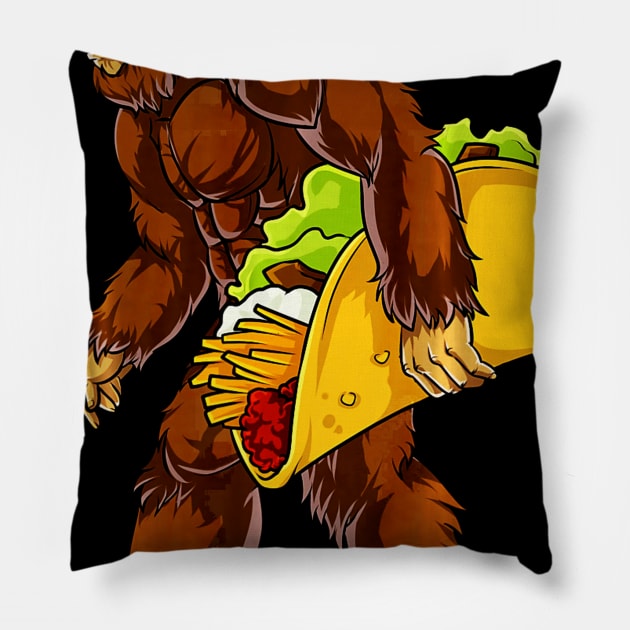 Bigfoot Carrying Taco Cinco de Mayo Pillow by CovidStore