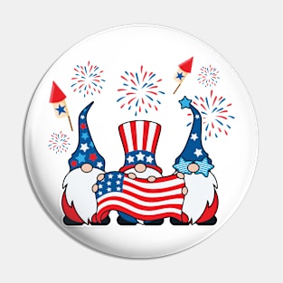 4th Of July American Gnomes Celebrating Independence Day Gift For men Women Pin