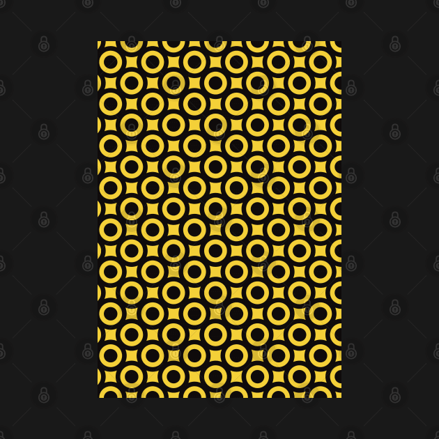 Seamless pattern in yellow and black with circles and dots by marina63