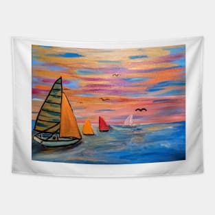 Out sailing in the open sea Tapestry