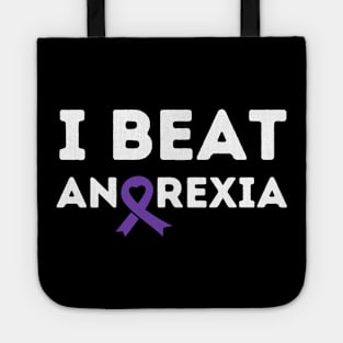 I Beat Survived Anorexia Survivor Purple Ribbon Awareness Tote