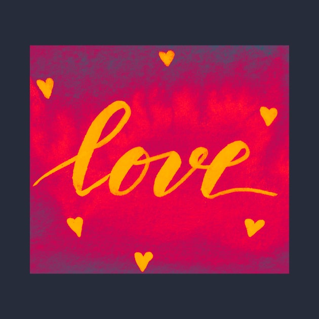 Valentine's Day Watercolor Love – magenta and yellow by wackapacka