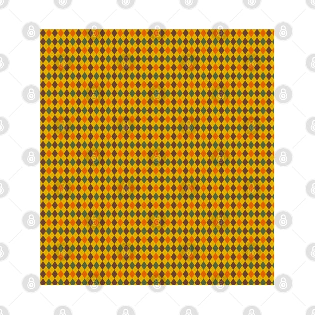 Mustard Yellow Brown Green and Orange Argyle Pattern Diamond Checks by squeakyricardo