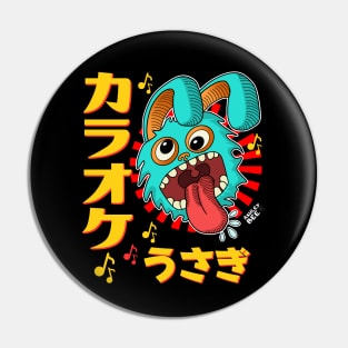 Crazy Karaoke Rabbit Manga Cartoon Style Pin