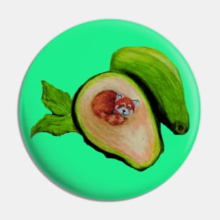 Red Panda Avocado Pin