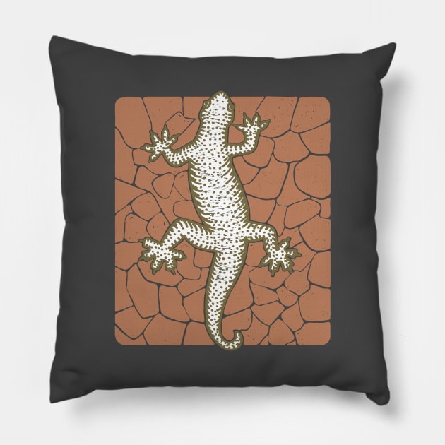 Rock Climbing Lizard Pillow by GeeTee