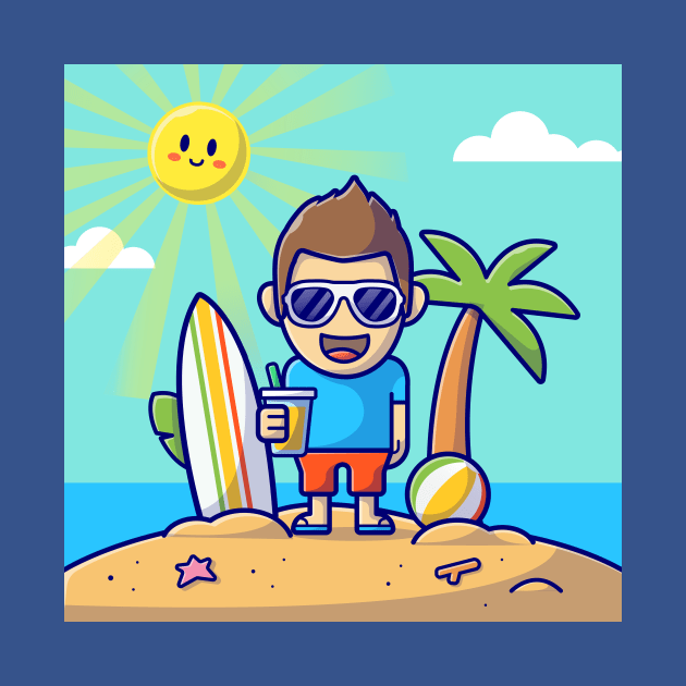 Cute Boy On the Beach In Summer Day by Catalyst Labs