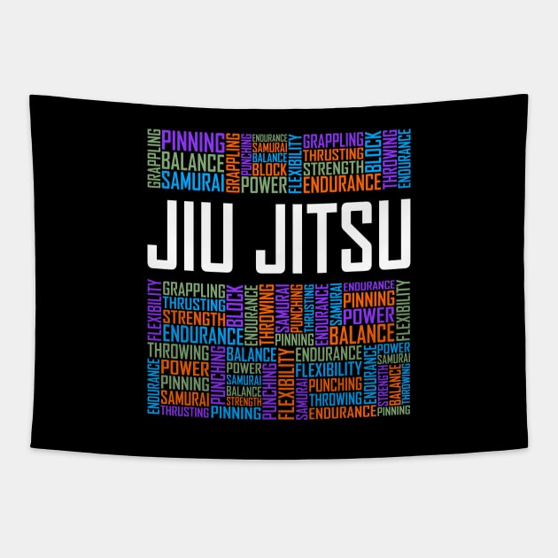 Jiu Jitsu Words Tapestry by LetsBeginDesigns