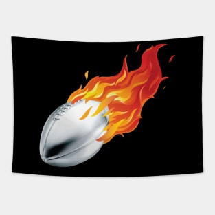 Silver Football on Fire Tapestry