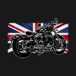 Bobber Motorcycle | Great Britain Flag | Custom Classic Motorcycles T-Shirt