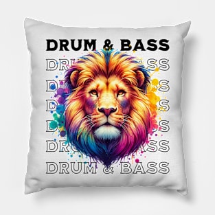 DRUM AND BASS  - Technicolor Lion (Black) Pillow