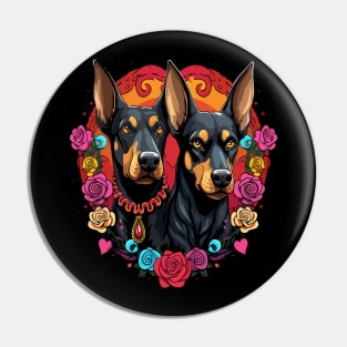 Doberman Couple Valentine Pin